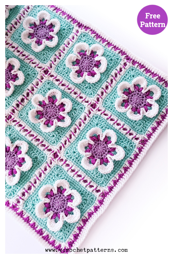 Baby Girl Blanket Dancing Flowers Free Crochet Pattern