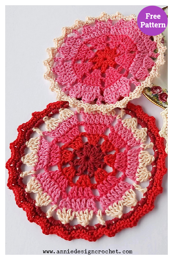 Crochet Heart Coaster for Valentine’s Day Free Pattern 