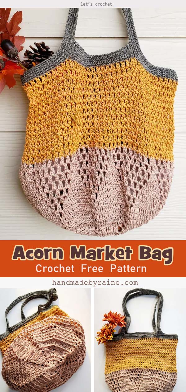 Crochet Acorn Market Bag Free Pattern