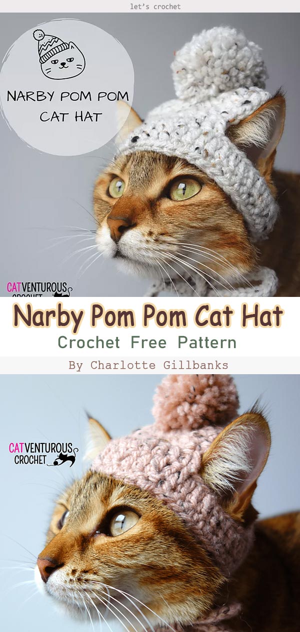 Narby Pom Pom Cat Hat Free Crochet Pattern