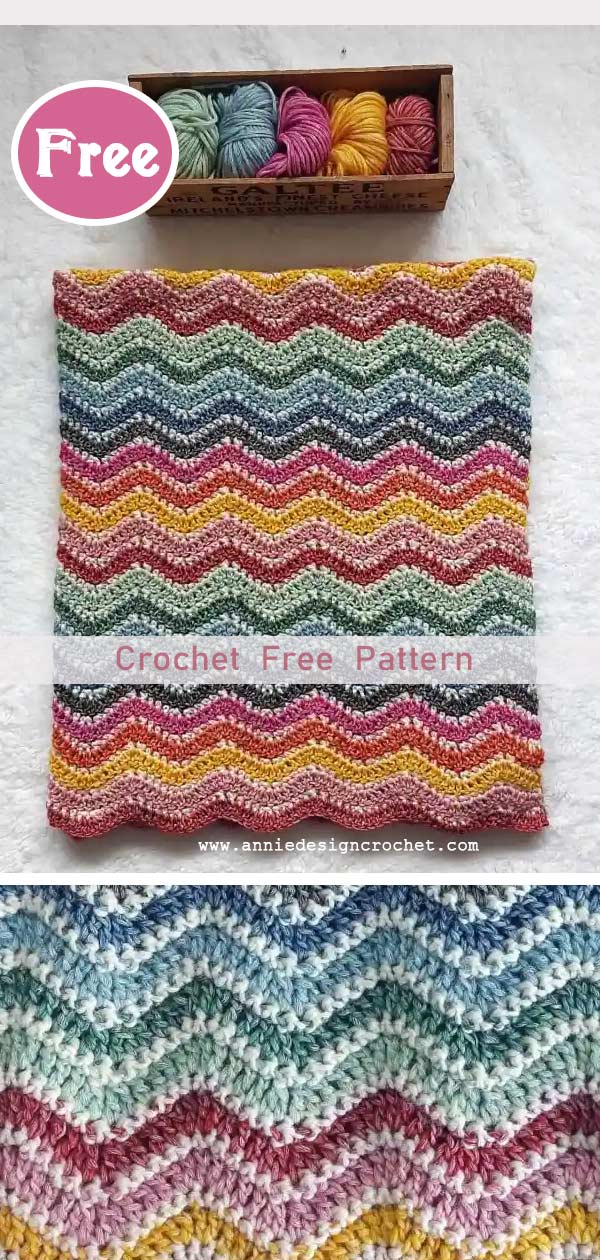 Easy Ripple Crochet Blanket Free Pattern