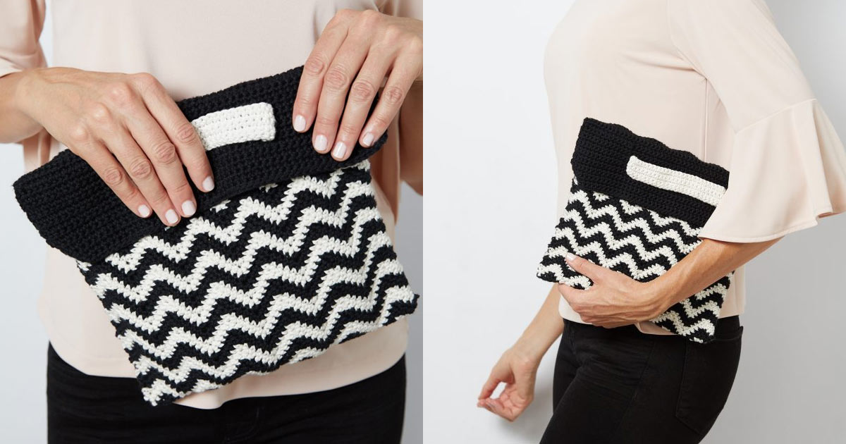 Chevron Wristlet Clutch Bag Crochet Free Pattern