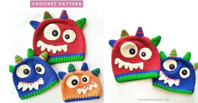 Crochet Monster Beanie Hat Free Pattern