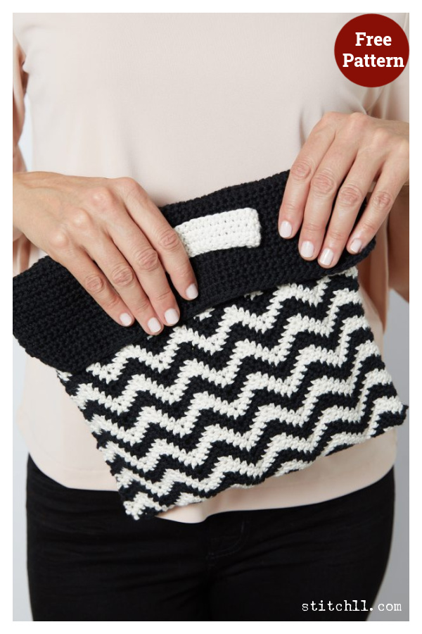 Chevron Wristlet Clutch Bag Crochet Free Pattern