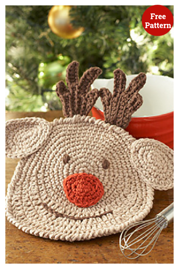 Reindeer Dishcloth Free Crochet Pattern