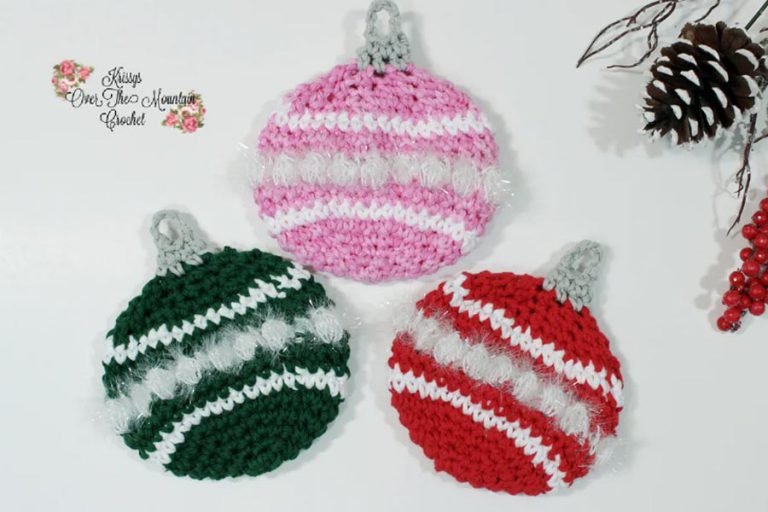Christmas Ornament Dishcloth Crochet Free Pattern