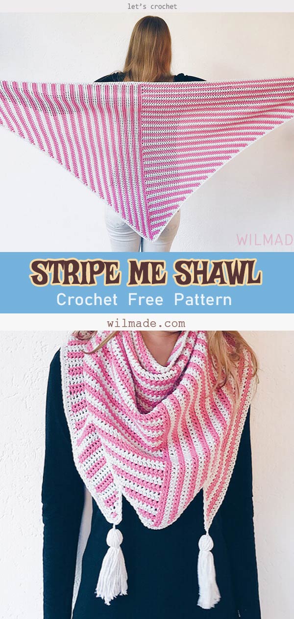 Stripe Me Shawl Free Crochet Pattern 