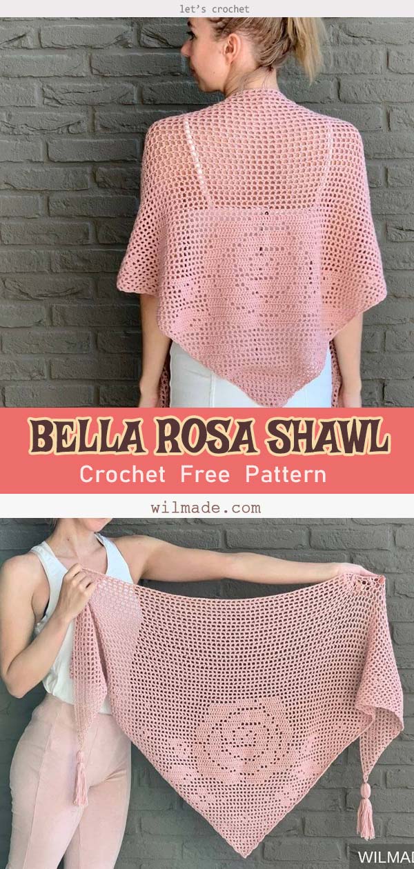 Bella Rosa Shawl Free Crochet Pattern 