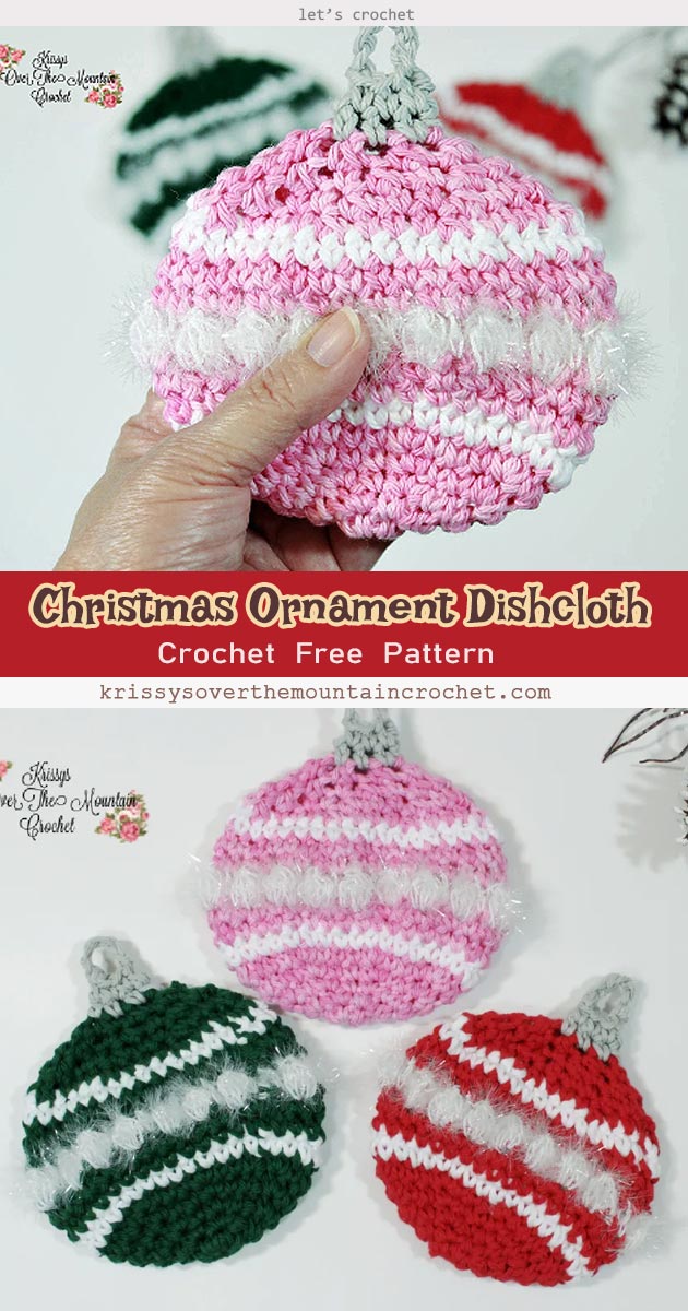 Christmas Ornament Dishcloth Crochet Free Pattern