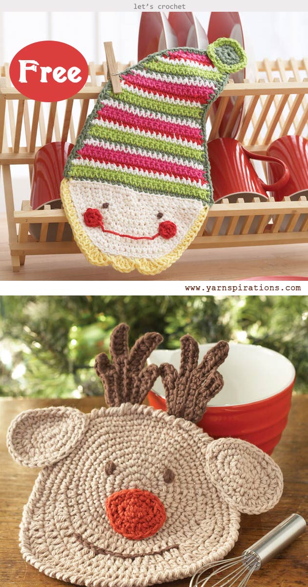 2 Christmas Dishcloth Free Crochet Pattern