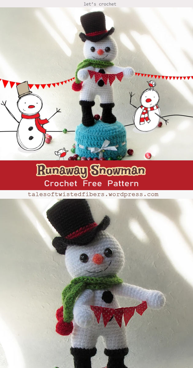 4 Christmas Snowman Crochet Free Pattern