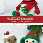 4 Christmas Snowman Crochet Free Pattern