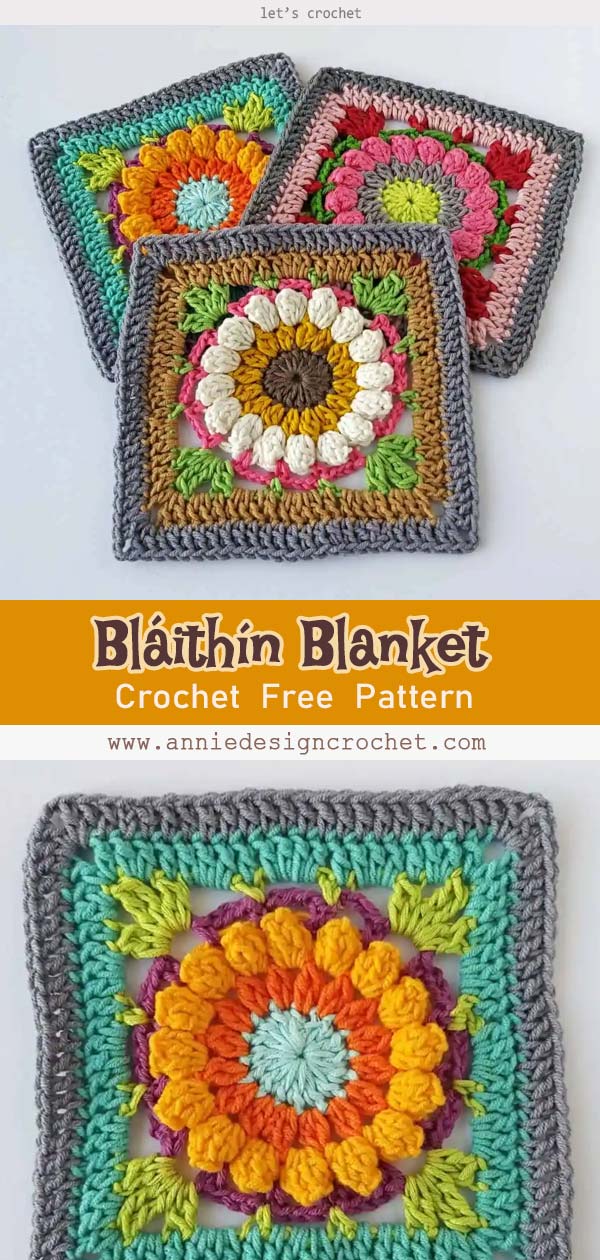 Square 9 of Bláithín Blanket Stash Busting CAL Crochet Free Pattern