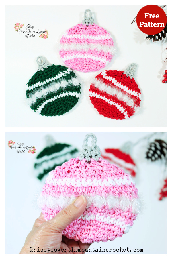 Christmas Ornament Dishcloth Crochet Free Pattern