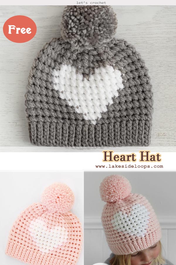 Hunter Crochet Heart Hat Free Pattern