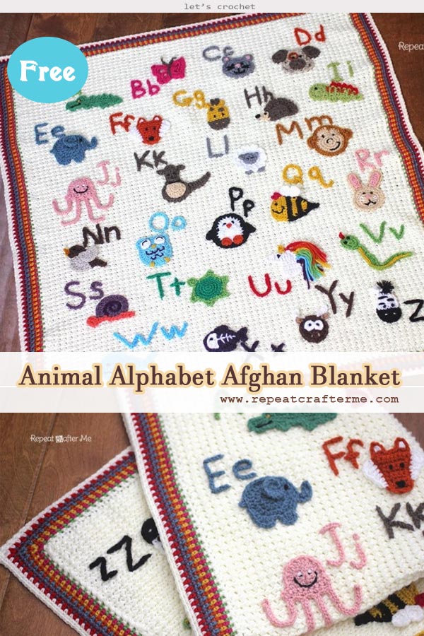 Crochet Animal Alphabet Afghan Blanket Free Pattern