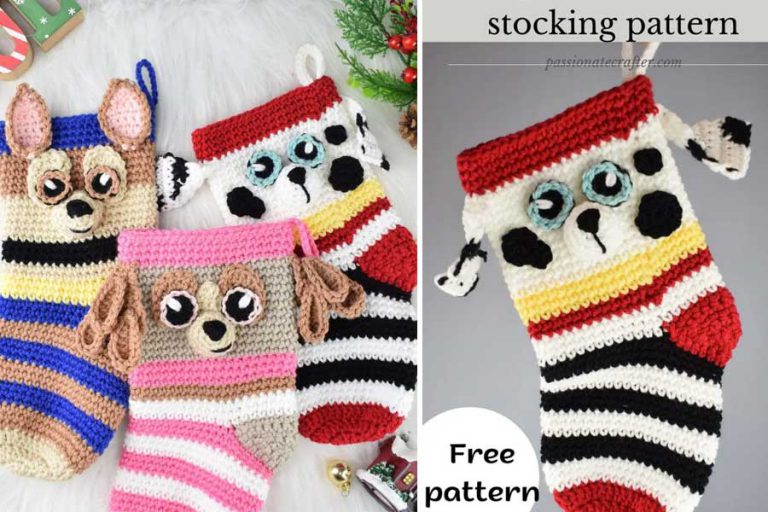 Crochet Christmas Stocking Paw patrol Inspired Free Pattern
