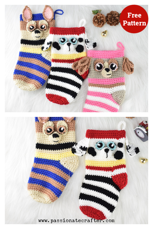 Crochet Christmas Stocking Paw patrol Inspired Free Pattern