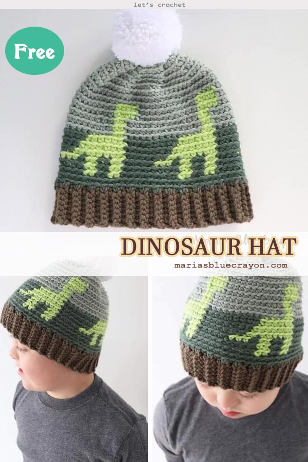 Crochet Dinosaur Hat FREE Pattern