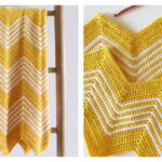 Crochet Gold Front Loop Chevron Blanket Free Pattern