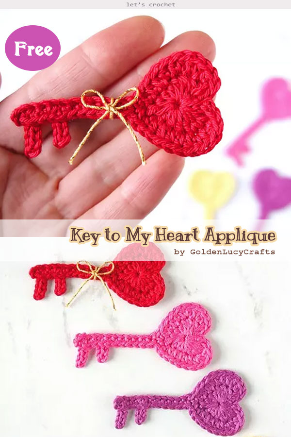 Key to My Heart Applique Free Crochet Pattern