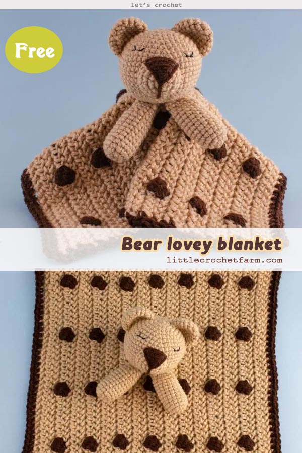 Bear lovey blanket free crochet pattern