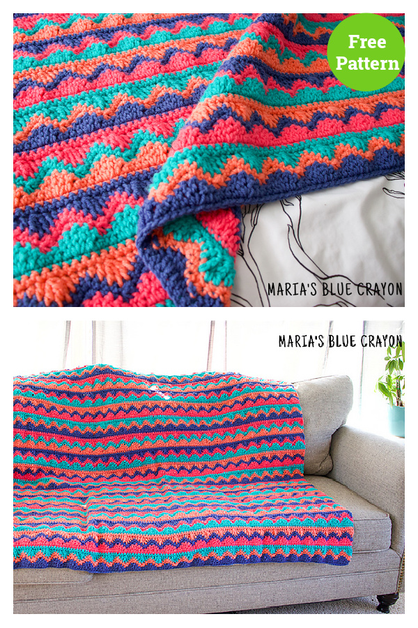 Crochet Chevron and Waves Blanket Free Pattern