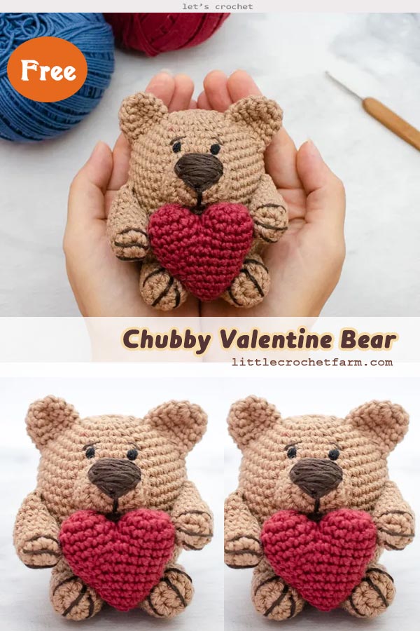 Crochet Chubby Valentine Bear free amigurumi pattern