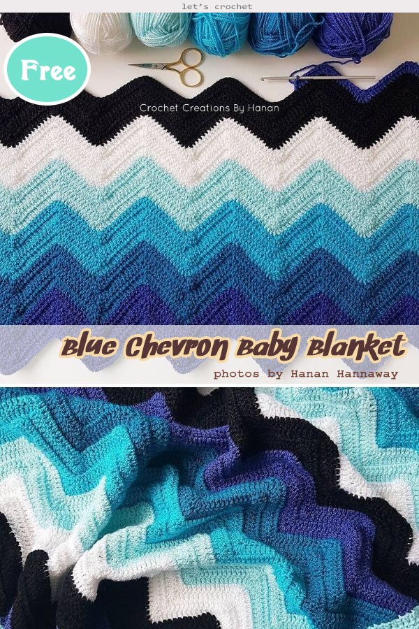 Blue Chevron Baby Blanket Crochet Free Pattern