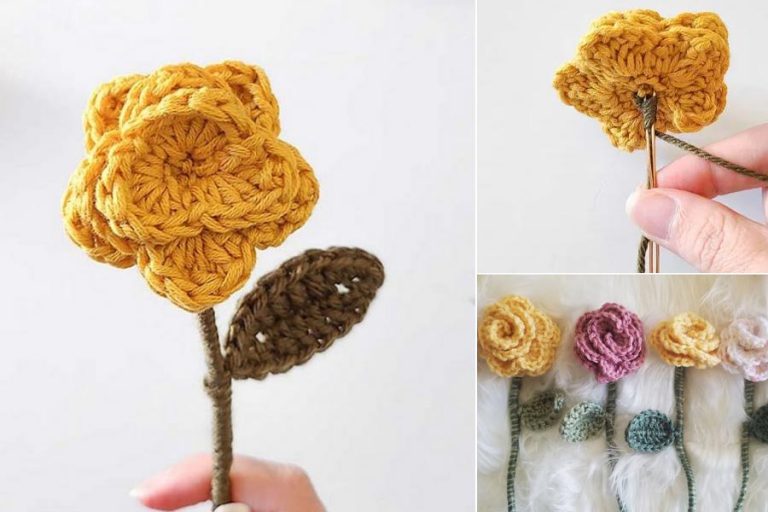 Lovely Long Stem Roses Crochet Free Pattern
