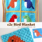 Crochet c2c Bird Blanket Free Pattern