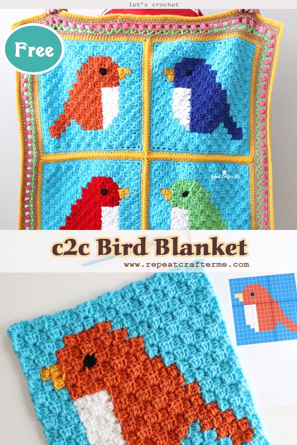 Crochet c2c Bird Blanket Free Pattern