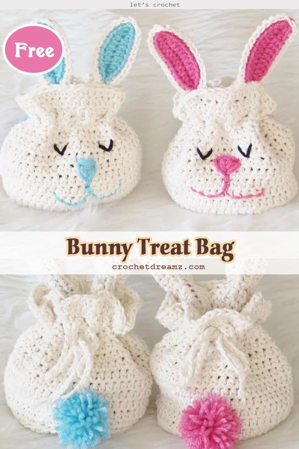 Crochet Bunny Treat Bag Free Pattern