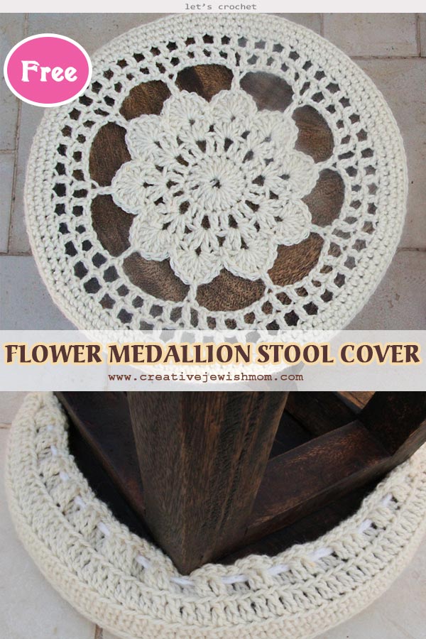CROCHET FLOWER MEDALLION STOOL COVER FREE PATTERN