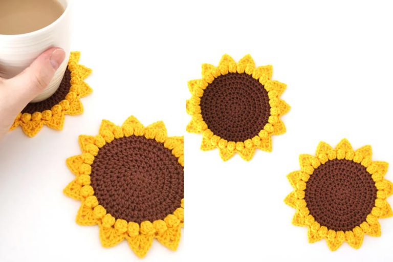 Sunflower Coaster Crochet Free Pattern
