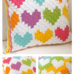 C2C Heart Cushion Free Crochet Pattern