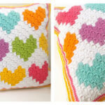 C2C Heart Cushion Free Crochet Pattern