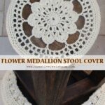 Crochet Flower Medallion Stool Cover Free Pattern