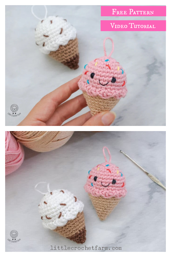 Ice Cream Amigurumi Crochet Free Pattern and Video Tutorial