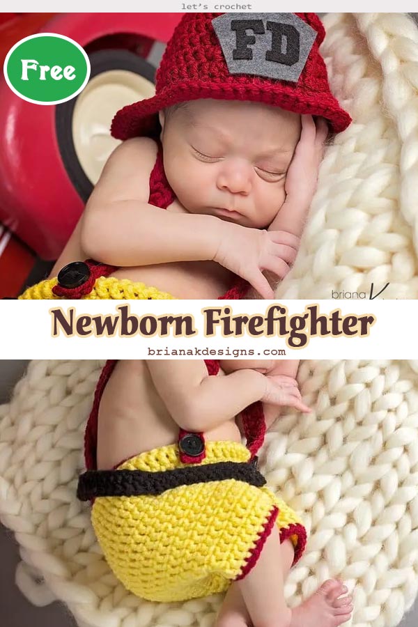 Newborn Baby Firefighter Crochet Outfit Free Pattern