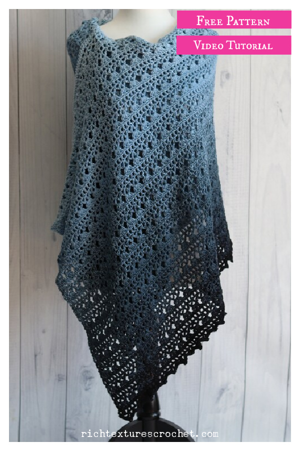 Oceans Shawl Crochet Free Pattern and Video Tutorial