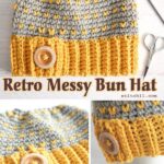 Retro Messy Bun Hat Crochet Free Pattern