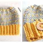 Retro Messy Bun Hat Crochet Free Pattern