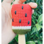 Watermelon Ice Cream Keychain Free Crochet Pattern