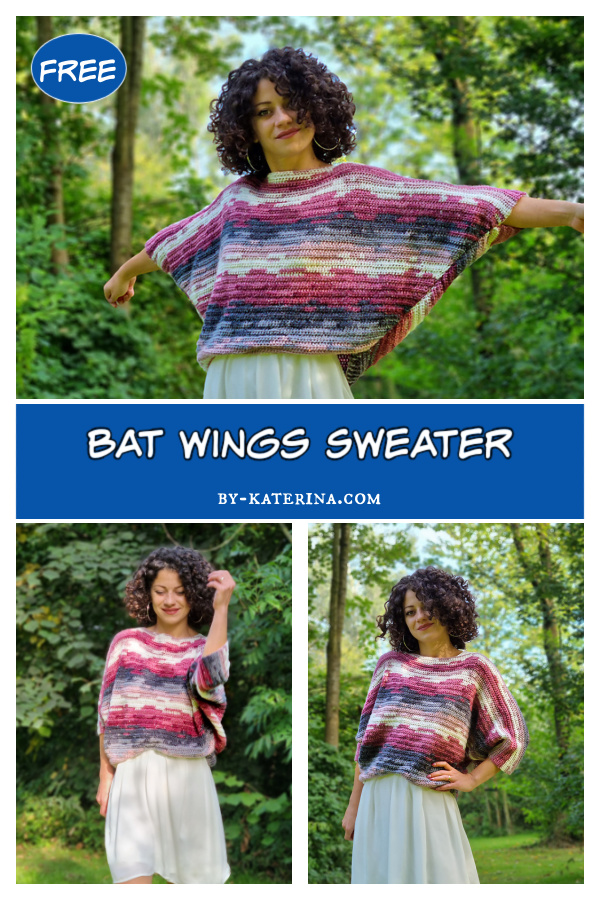 Bat wings Sweater Free Crochet Pattern