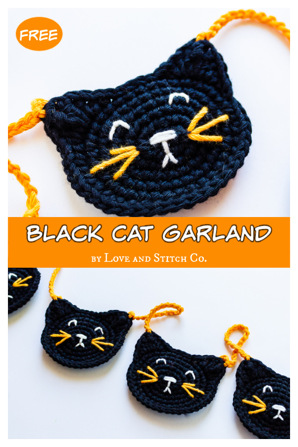 Black Cat Garland Free Crochet Pattern