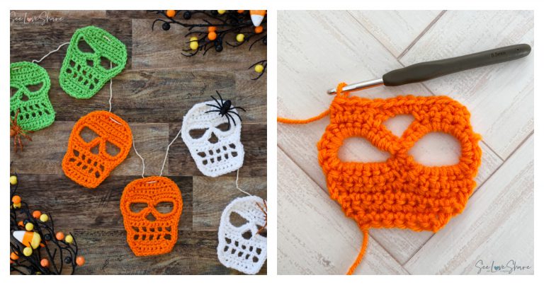 Halloween Skull Garland Free Crochet Pattern