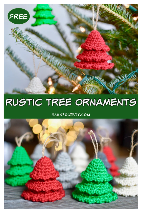 Rustic Tree Ornaments Free Crochet Pattern