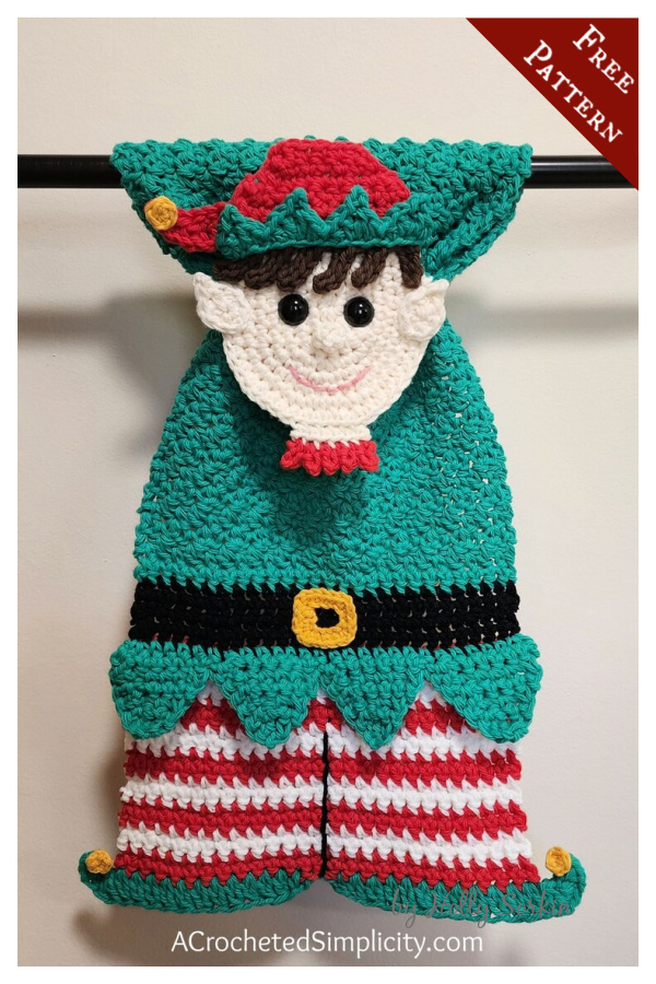 Elf Kitchen Towel Free Crochet Pattern