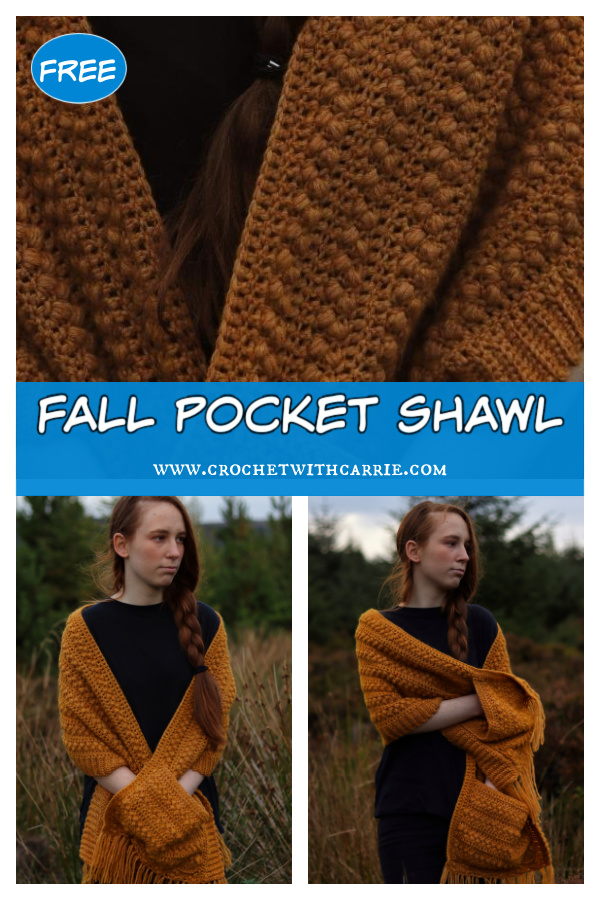Fall Pocket Shawl Free Crochet Pattern and Video Tutorial